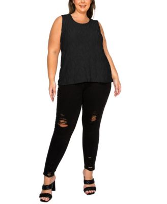Plus Size Spiral Wave Texture Tank Top