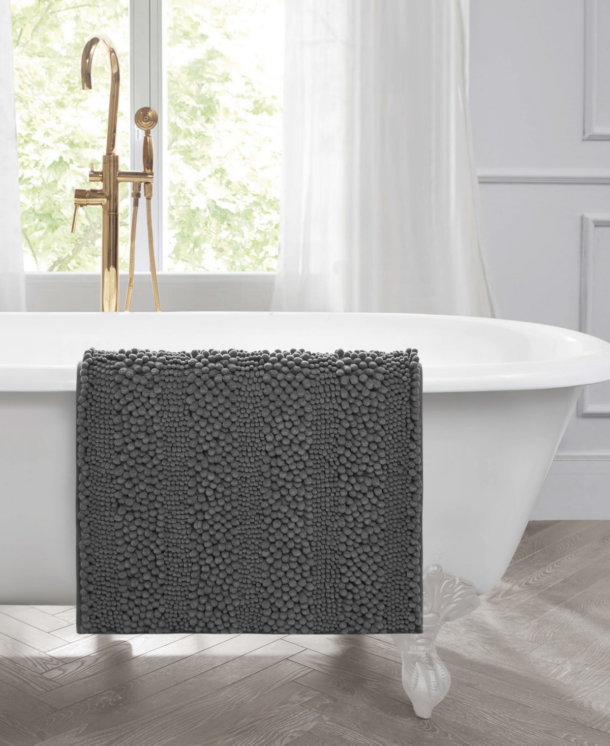 Laura Ashley Astor Chenille Bath Mat, 24" X 60"