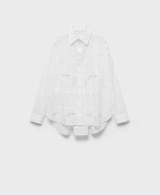 MANGO - Women's Oversized Embroidered Shirt
