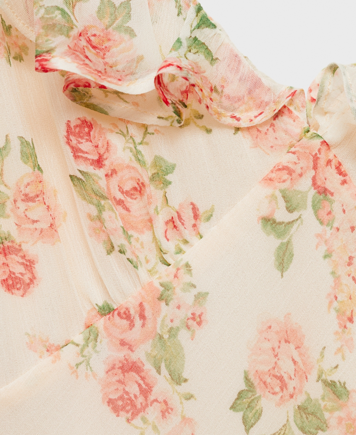 Mango Floral Midi-dress With Bow Ecru