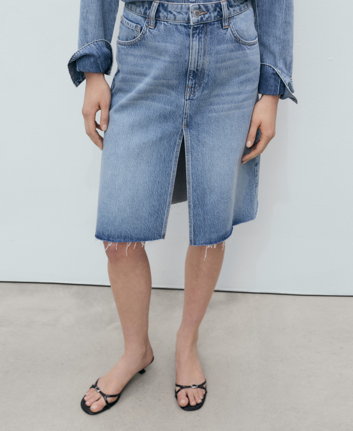 Mango Denim Midi Skirt