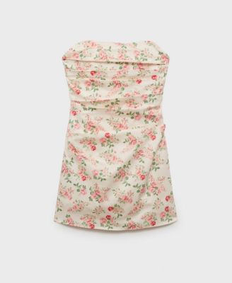 MANGO - Women's Strapless Floral Dress