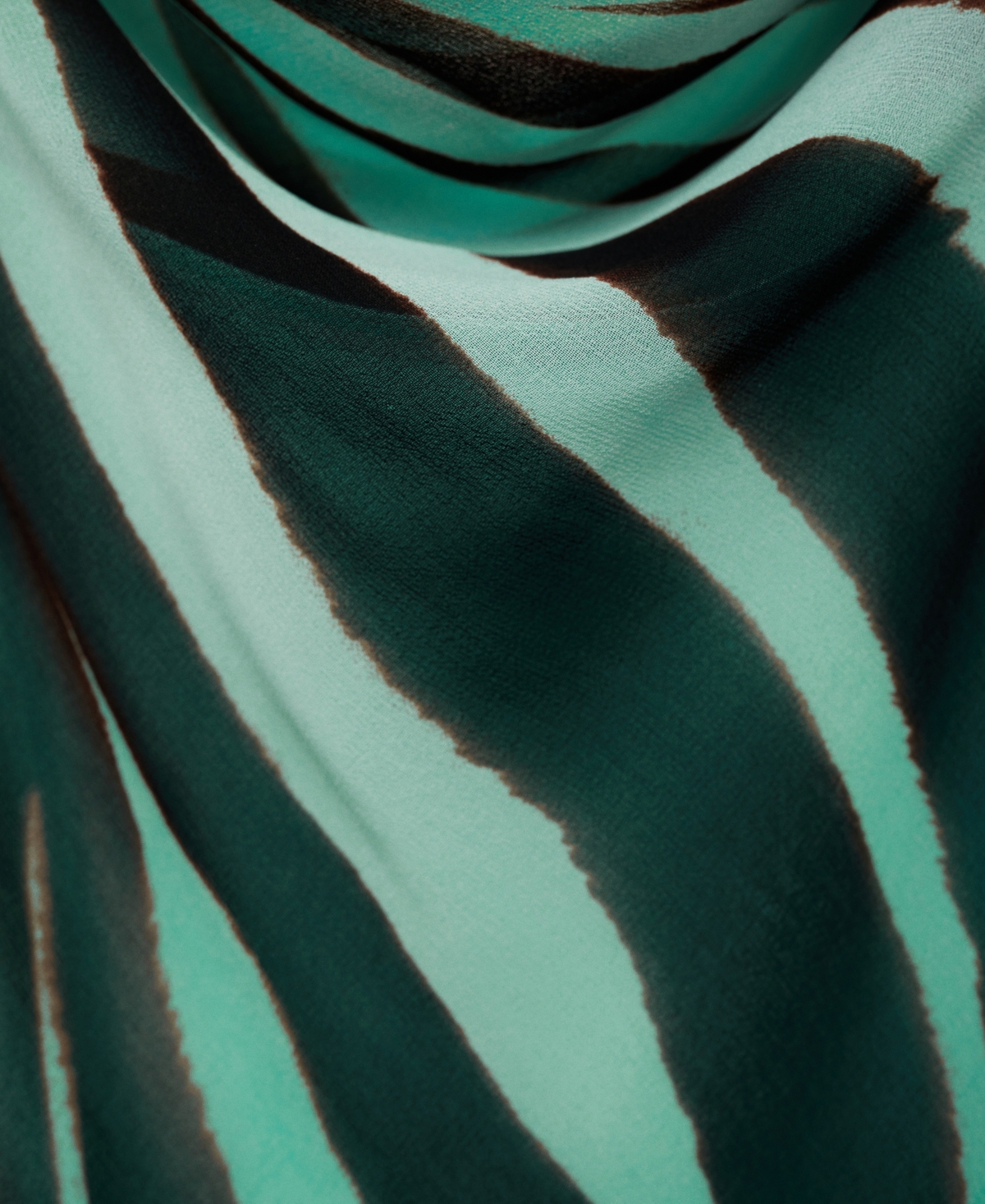 Mango Zebra Print Ruffle Dress In Green