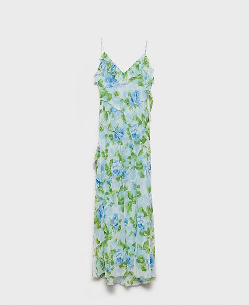 alfani MANGO Women's Ruffled Floral Print Dress Women's Fashion Shoes & Accessories