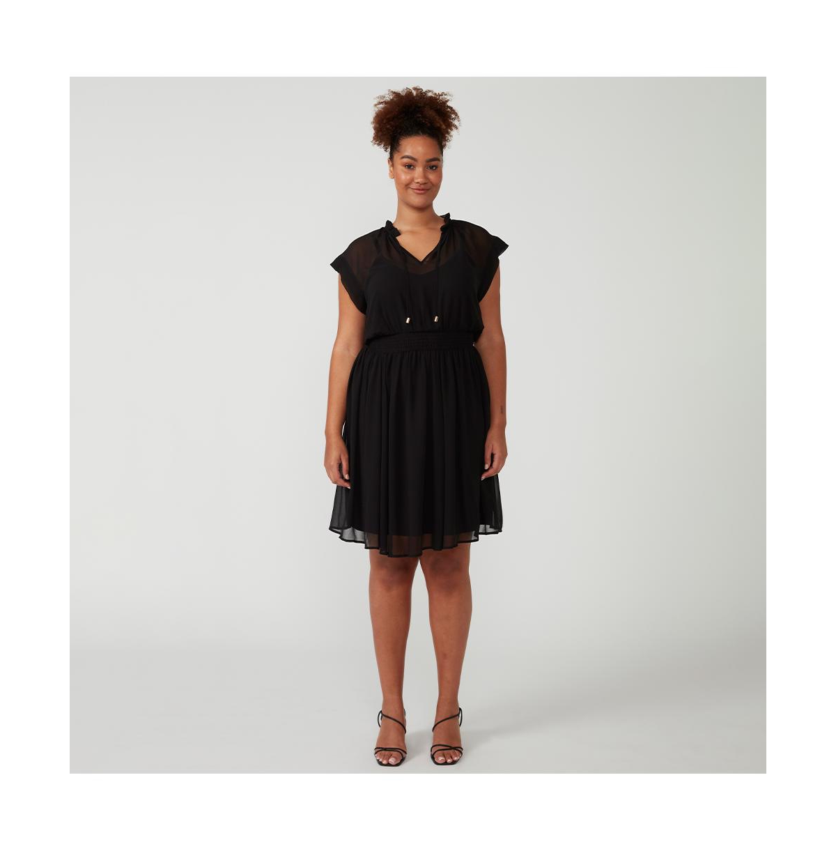 Utah Chiffon Mini Dress - Black