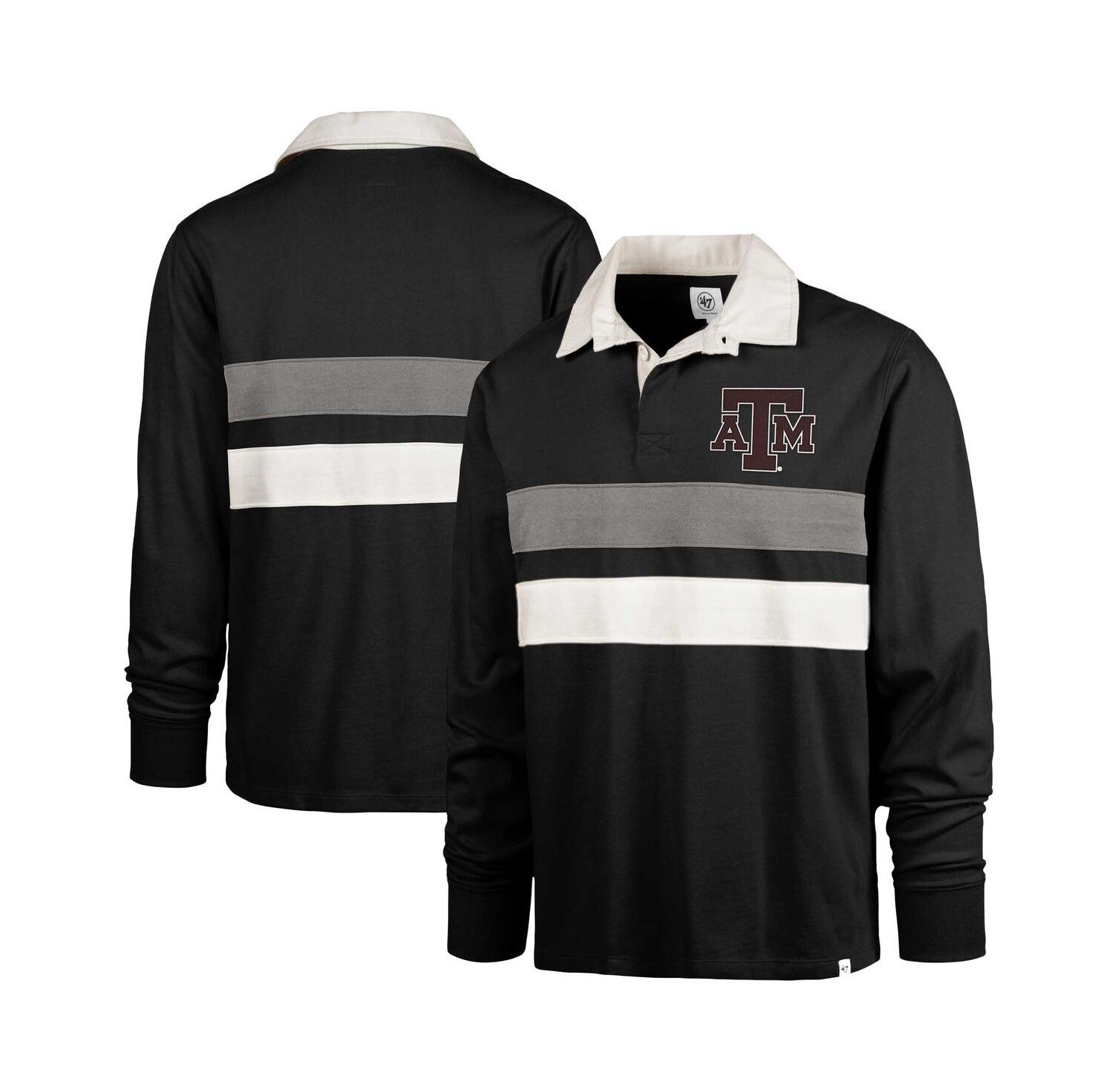 Men's Black Texas A&M Aggies Clubhouse Knox Thames Long Sleeve Rugby Polo Shirt