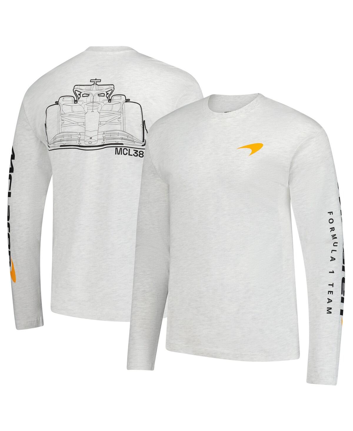 Men's Heather Gray McLaren F1 Team Outlined Car Long Sleeve T-Shirt - Heather Gray