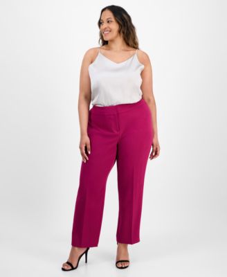 Kasper - Plus Size High-Rise Slim-Leg Pants