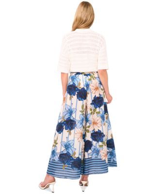 Women's Open-Knit Short-Sleeve Polo Sweater