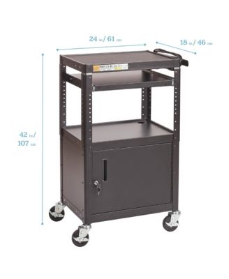 AV Presentation Cart Stand with Storage Box, Black, 1