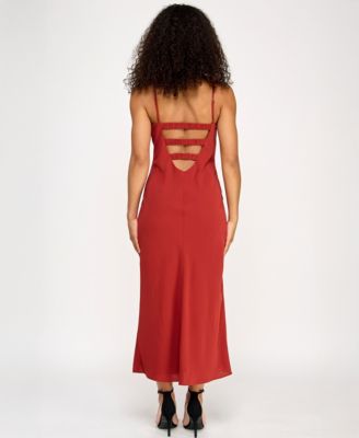 Juniors' Pleated Bust Sleeveless Midi Dress