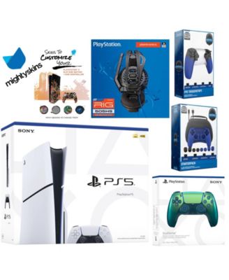 Playstation 5 Slim Disc Bundle with Extra Controller, Plantronics Headset, Pro Gamer Kit, Trigger Kit and MightySkins Decal Voucher