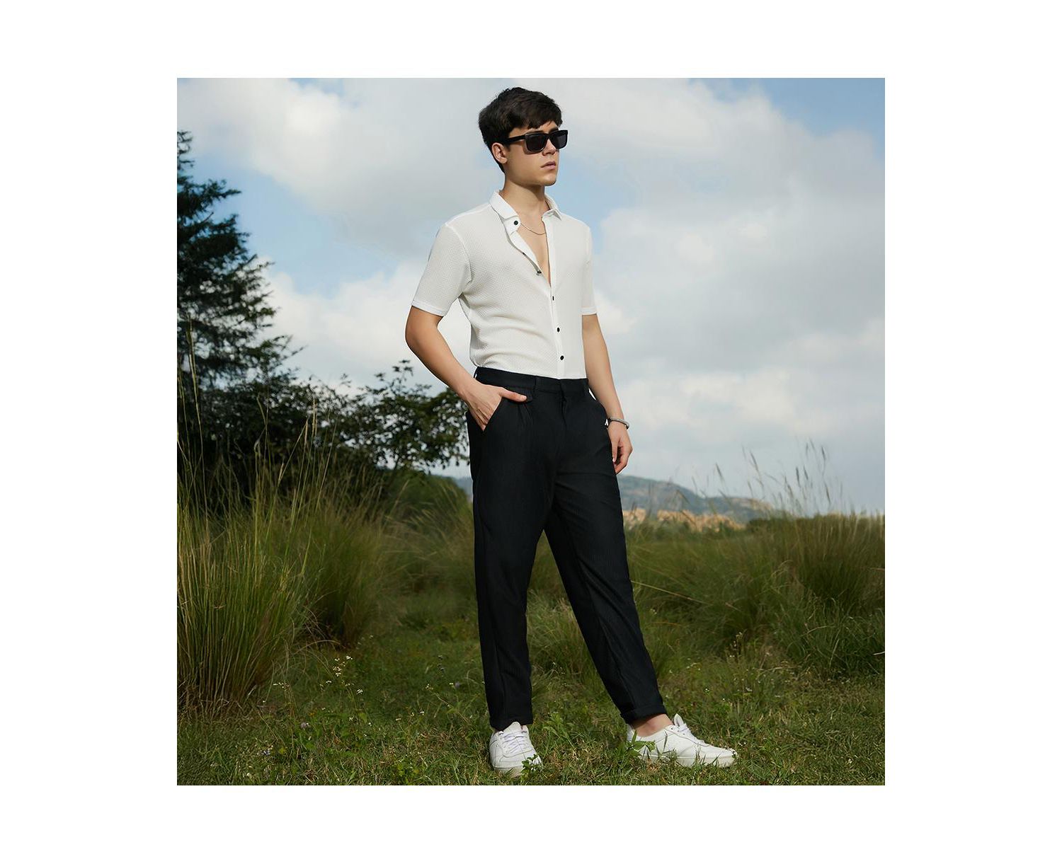 Men's Midnight Black Corduroy Tailored Trousers