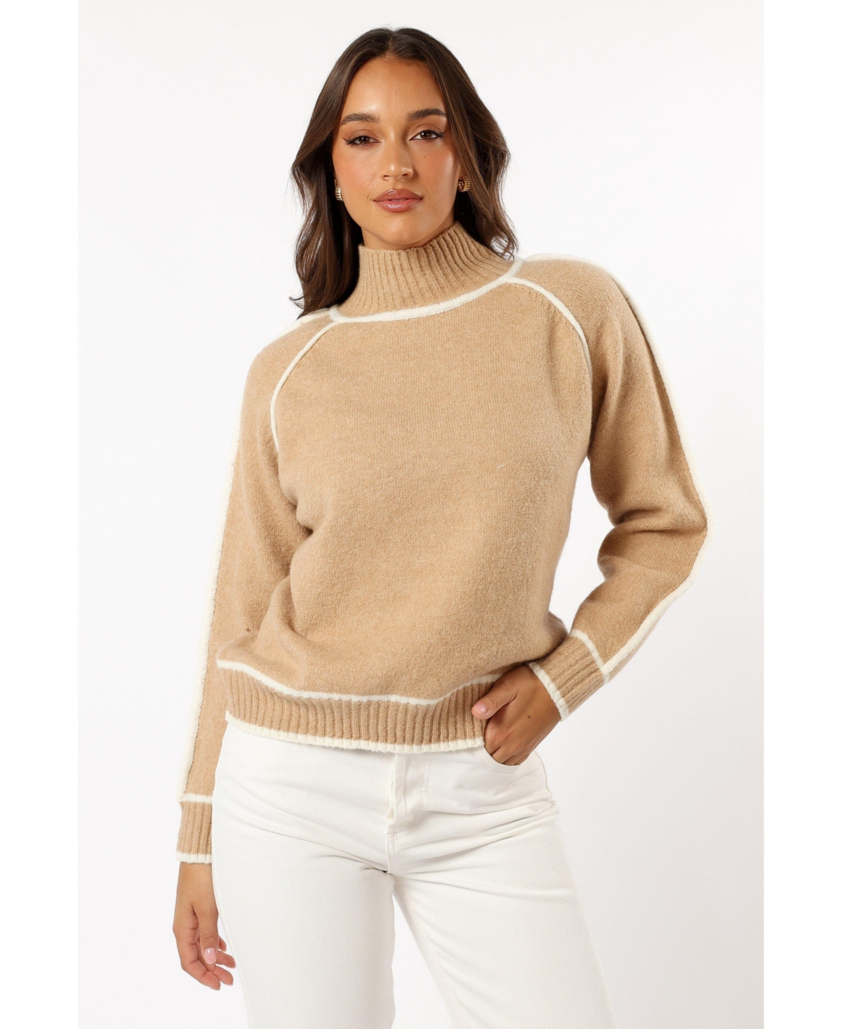 Women's Rylee Contrast Hem Knit Sweater - Beige