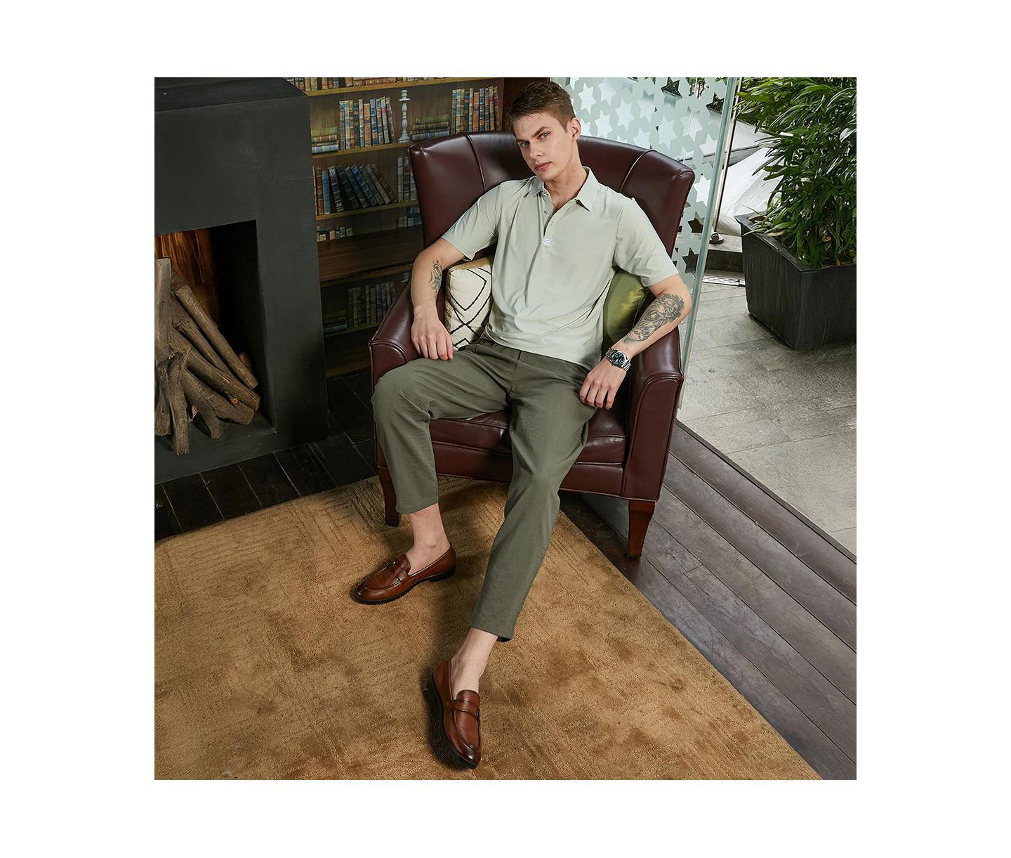 Мужская футболка Cahoot Campus Sutra Sage Green Seamless Solid Polo, цвет: Зелёный — фото 3