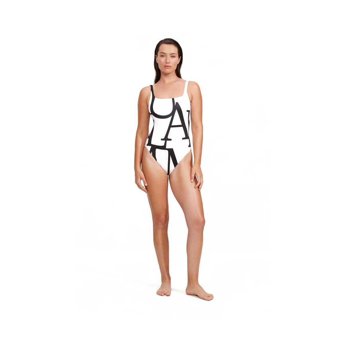 Women's Signature Square Neck Tank One Piece - Olive / cream