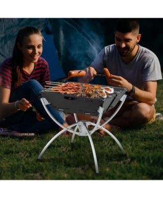 3-in-1 Camping Campfire Grill with Stainless Steel Grills Carrying Bag & Gloves