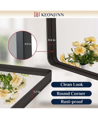 16x24 Inch Brushed Gold Bathroom Vanity Mirror Tempered Glass Metal Framed