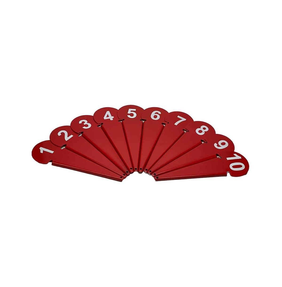 Durable Discus & Shot Put Markers (Set of 10) Essential Track and Field Equipment, Spiked Tips for Secure Placement, High Visibility, Robust Metal Con