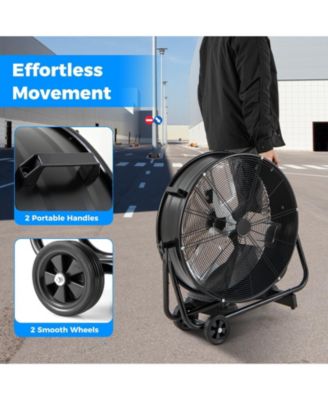 Industrial Drum Fan with 2 Wheels and 360-Degree Adjustable Tilt