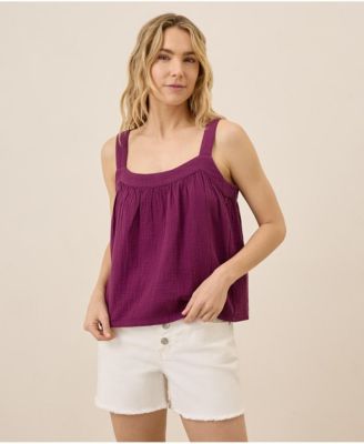 Women's Organic Cotton Coastal Double Gauze Square Neck Cami