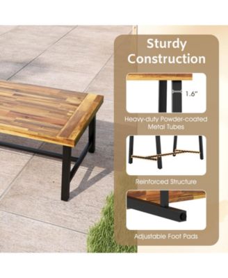 Heavy-Duty Metal Leg Acacia Wood Coffee Table with Reinforced Thickened Top