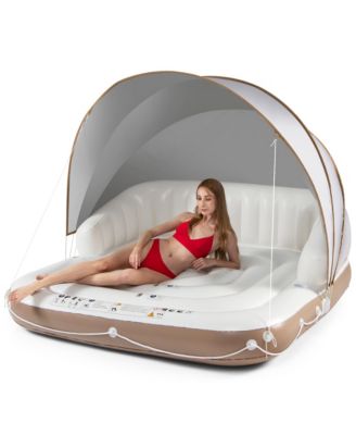 Floating Canopy Island Inflatable Pool Float Lounge Raft w/ Retractable Canopy