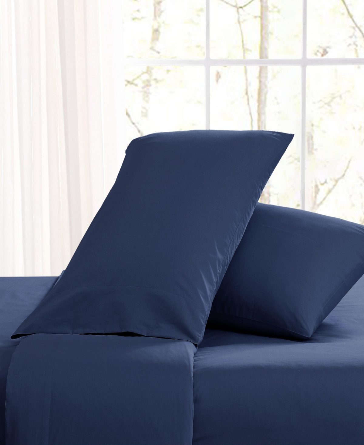 Nautica Solid Cotton Percale -Piece Sheet Set