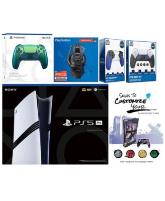 Playstation 5 Pro Bundle with Extra Controller, Plantronics Headset, Trigger Stop Kit, FPS Grip Kit and MightySkins Decal Voucher