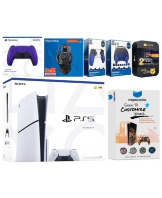 Playstation 5 Slim Disc with Extra Volcanic Red Controller, Plantronics Headset, Gamer Kit, Trigger Kit and MightySkins Decal Voucher + 2 Year CP