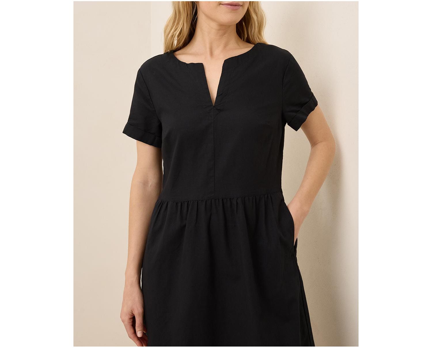 Women's Organic Cotton Canopy Linen Blend Notch Neck Dress