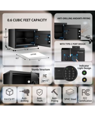 0.6 Cu Ft Safe Box with Electronic Keypad and Removable Shelf
