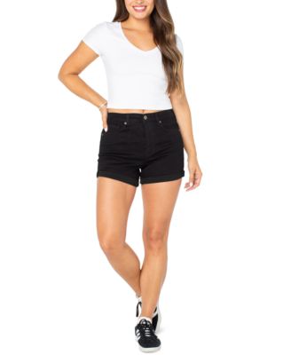 Juniors' 4" High-Rise Curvy Denim Shorts 