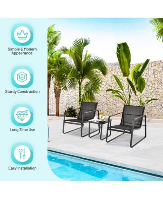 3PCS Patio Bistro Set Conversation Furniture Set w/ Fast-Drying Fabric