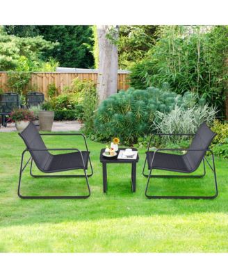 3PCS Patio Bistro Set Conversation Furniture Set w/ Fast-Drying Fabric