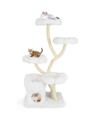Freestanding Cat Tower with four Flower-shaped Platforms and Sisal Scratching Posts