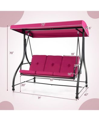 Converting Patio Swing Chair Porch Swing Bed with Adjustable Canopy & Thickened Cushion