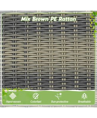 1-Person Rattan Porch Swing Single Swing Chair Bench w/ Hanging Hemp Ropes Outdoor