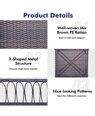 Patio Rattan Porch Swing Single Person Hanging Seat w/ Seat & Back Cushions Backyard