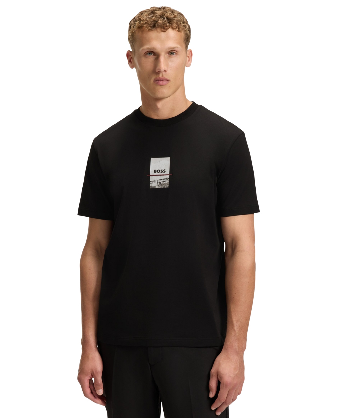Boss by Hugo Boss Men's Stretch Cotton Print Relaxed-Fit T-Shirt - Black