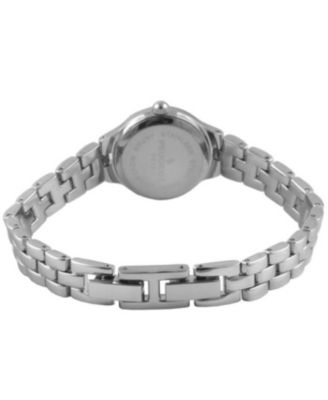 Women 22mm Round Silver Self-Adjust Link Bracelet Watch