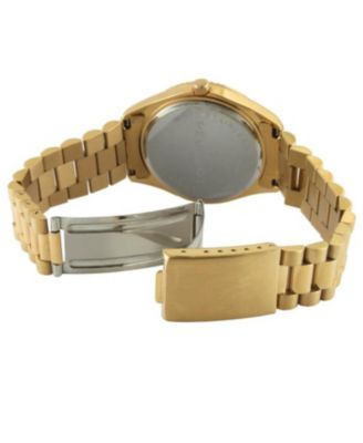 Men's 40mm Black Face Fluted Bezel Gold Bracelet Watch