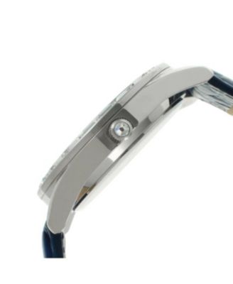 Women's 40mm Blue Boyfriend Watch with Baguette Crystals