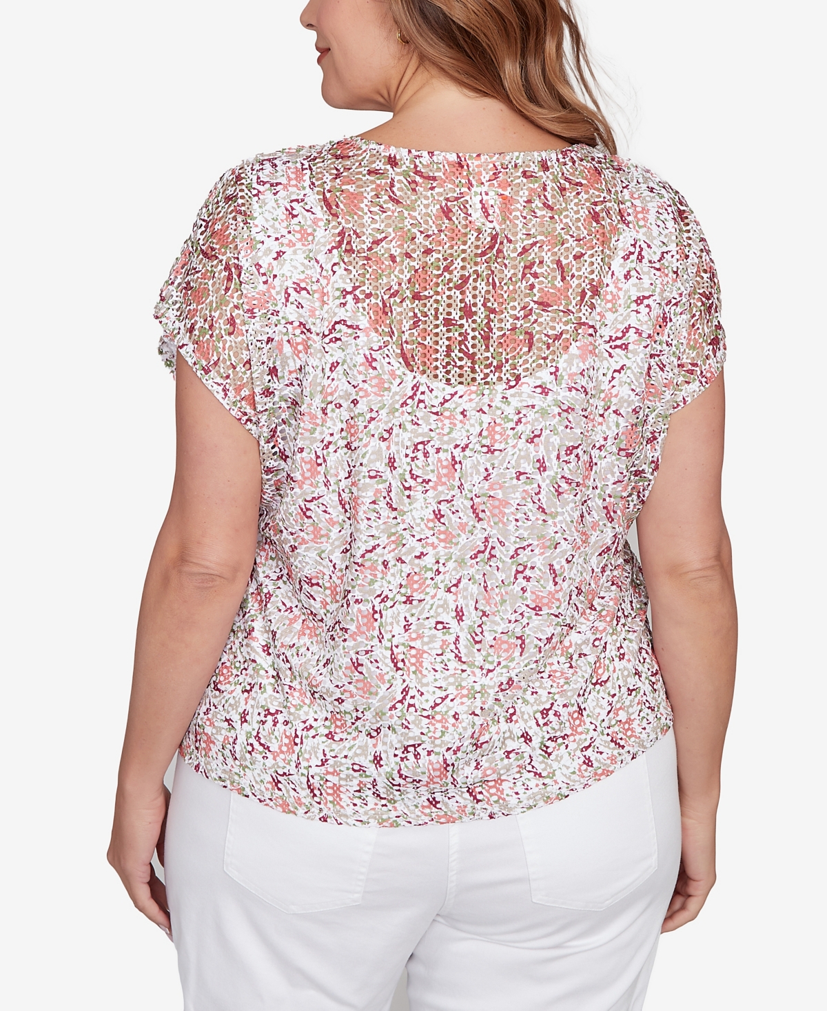 Hearts Of Palm Plus Size Printed Oval Textured Knit Top