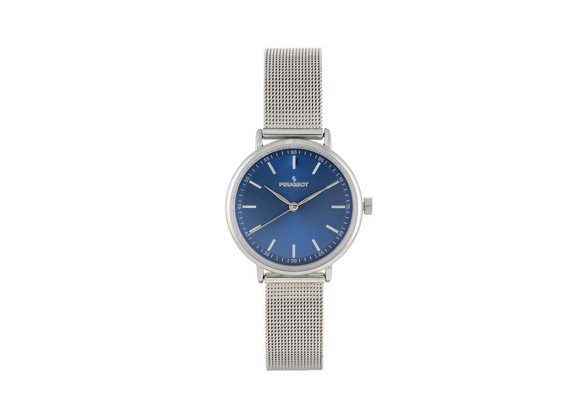Women's 30mm Blue Sleek Stainless Steel Mesh Band Watch