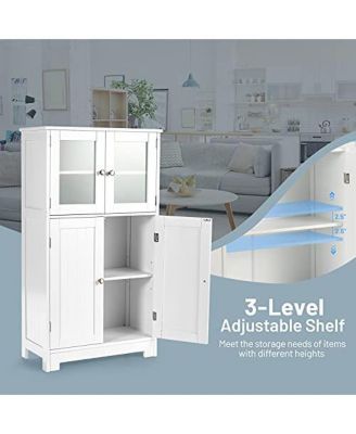 Bathroom Floor Storage Locker Kitchen Cabinet with Doors and Adjustable Shelf