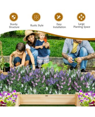 Raised Garden Bed 92.5x95x11in Wooden Garden Box Planter Container U-Shaped Bed