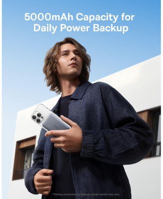 Picogo 5000mAh Ultra-Slim MagSafe Power Bank, Card-Size Wireless Charger with USB-C Braided Cable, Black