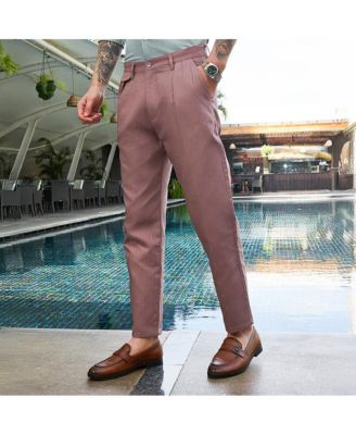 Men's Nude Pink Striped Tailored Trousers