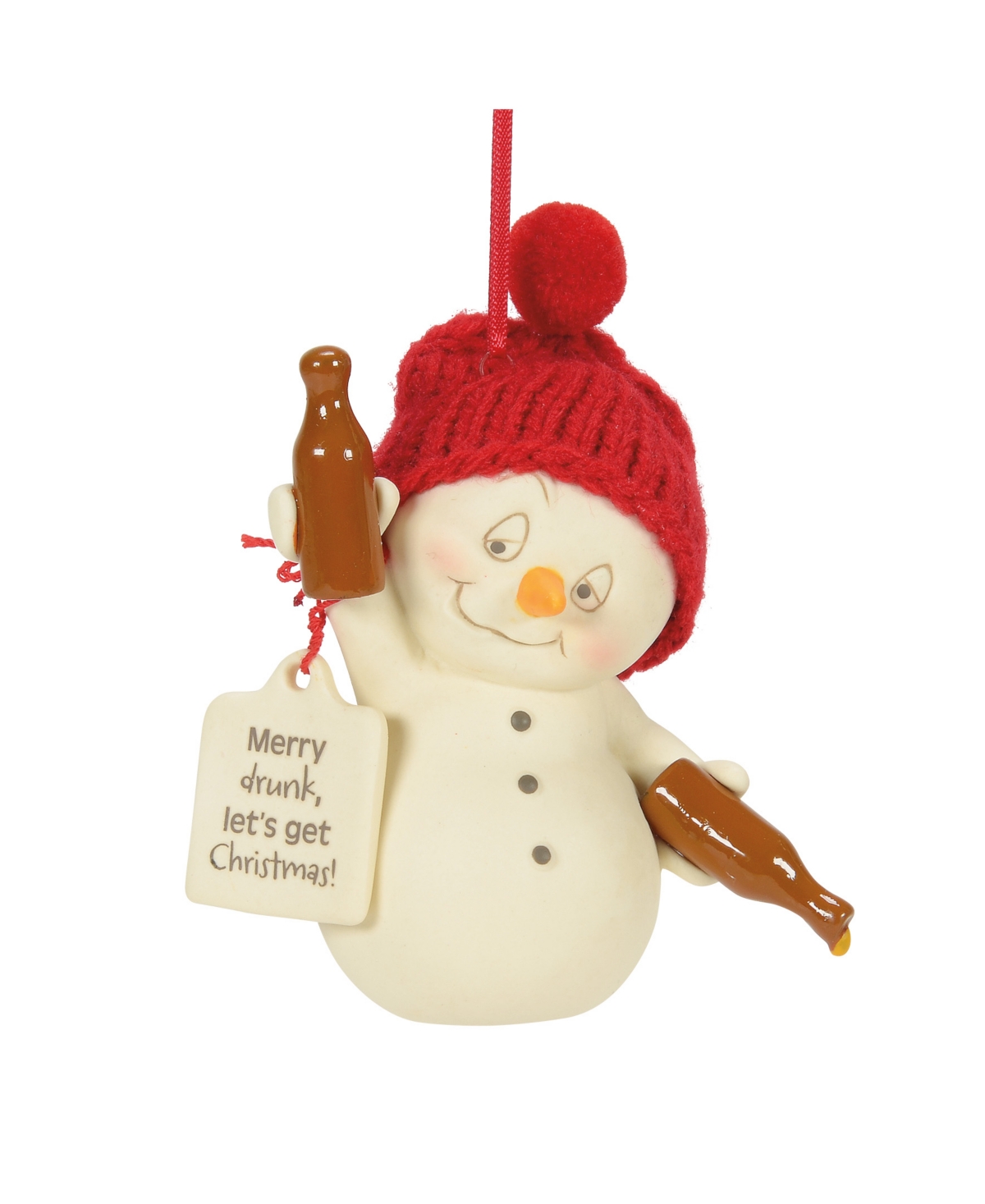 Department Five Merry Drunk Christmas Ornament In White